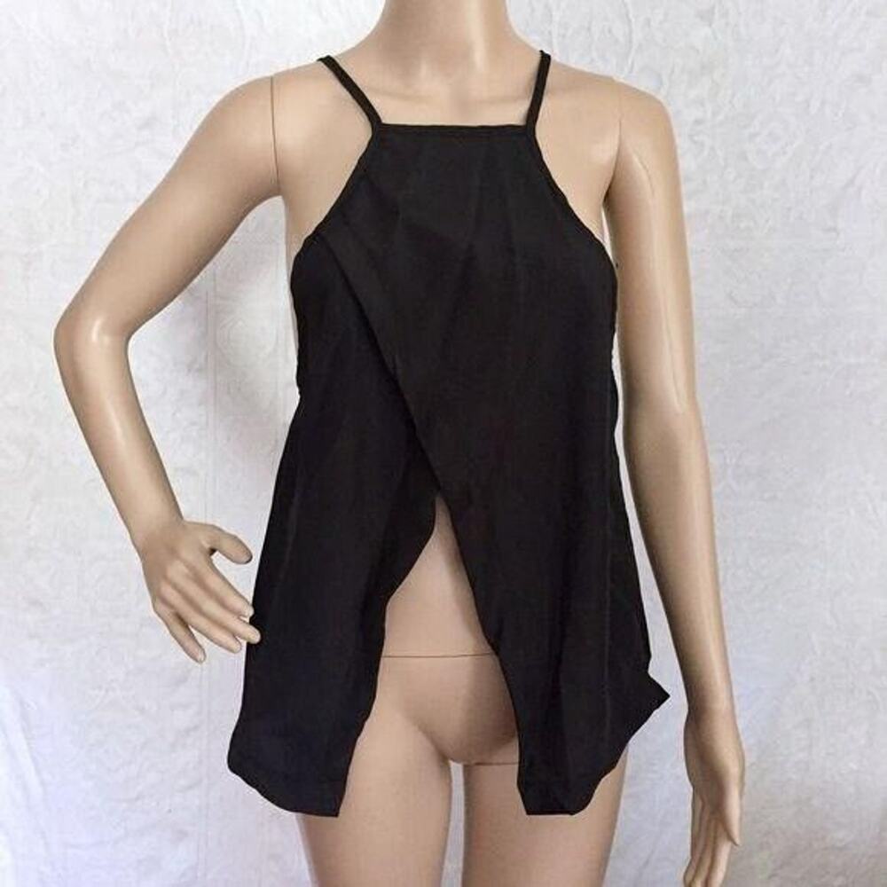Black Halter Slit Crop Top